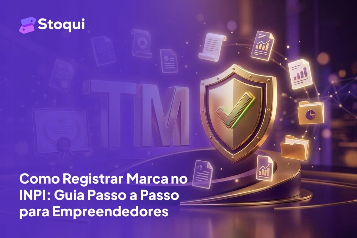 Símbolo de marca registrada dourado com escudo de proteção e certificado para registro no INPI