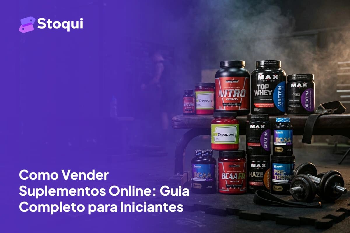 Suplementos brasileiros de marcas como Integralmédica, Max Titanium e Growth em bancada de academia