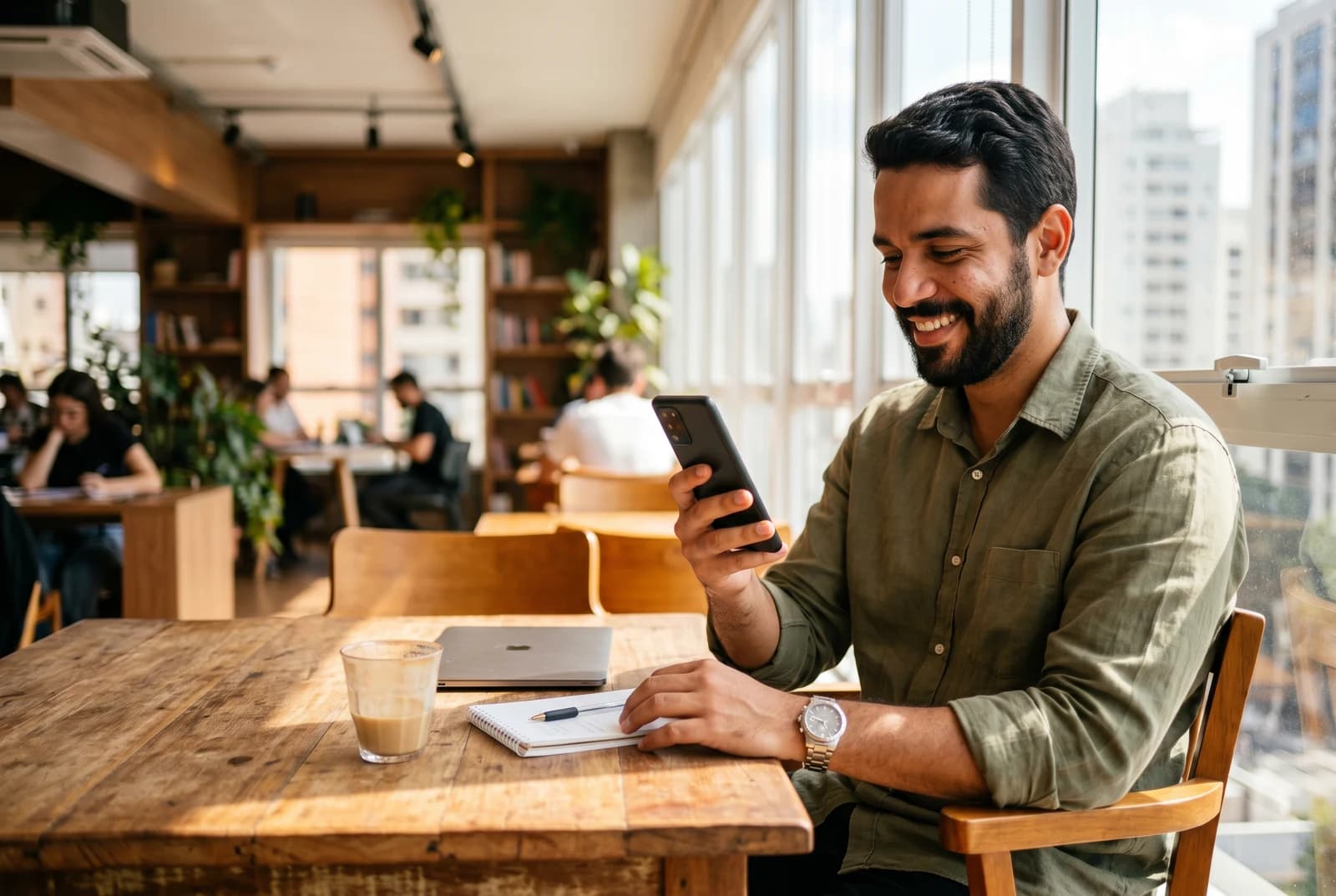 Criador de produtos digitais conferindo no celular uma venda entregue automaticamente pelo Stoqui