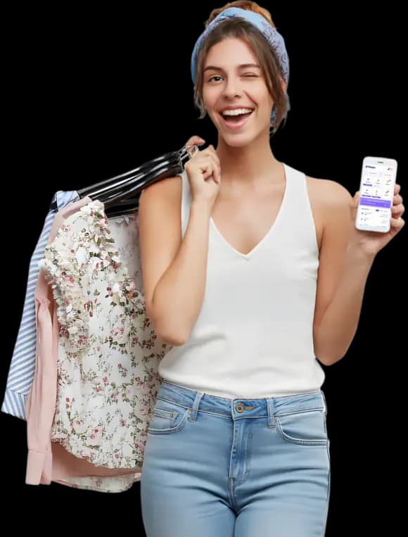 Empreendedora usando o Stoqui no celular