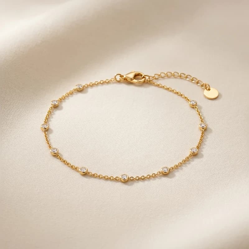 Pulseira veneziana folheada a ouro, foto da peça tratada com IA no Stoqui