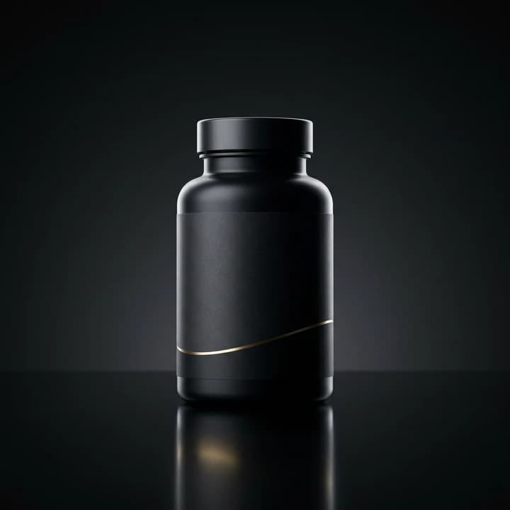 Frasco de multivitamínico em cápsulas em loja de produtos naturais no Stoqui